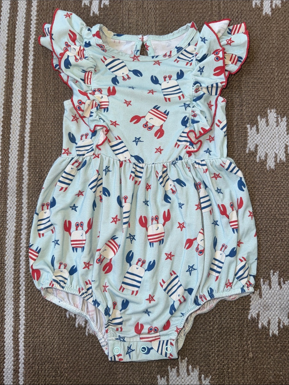 Caden Lane Crab Red White Blue Romper